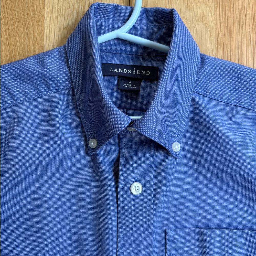 LANDS END Blue Button Down Shirt - size 8